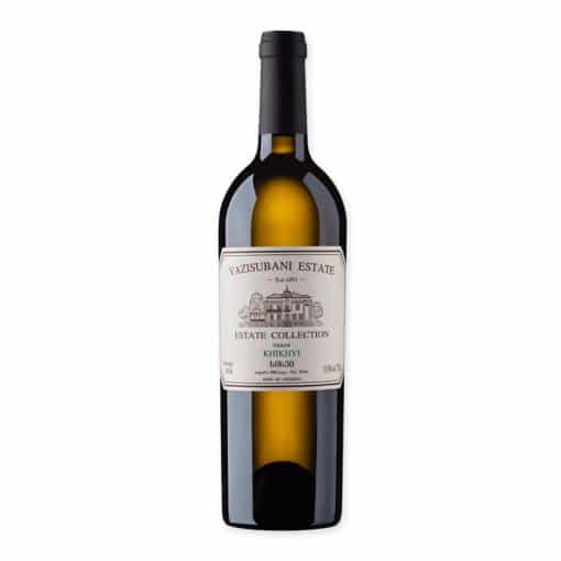 Vazisubani Estate Khikhvi is een levendige witte wijn uit Kakheti, met aroma’s van peer, bloemen en citrus. Perfect bij frisse gerechten.