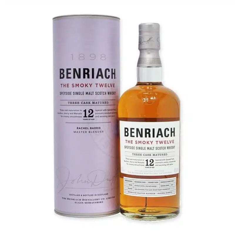 Ontdek Benriach 12 Year Old The Smokey Twelve, een Schotse whisky met diepe, rokerige sherrytonen en een complex smaakprofiel. Perfect voor kenners.