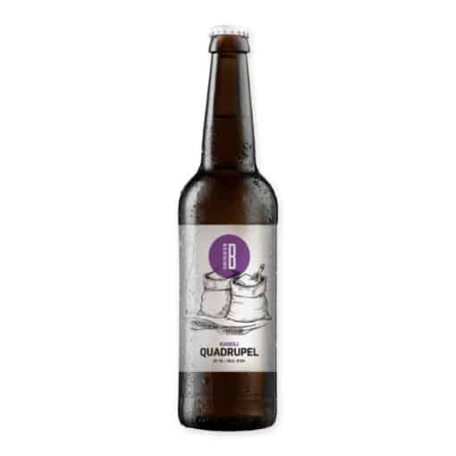 Proef de intensiteit van Berging B6 Kandij Quadrupel, een speciaalbier met rijke noten van kandij, chocolade en donker fruit. Perfect voor liefhebbers van complexe bieren.