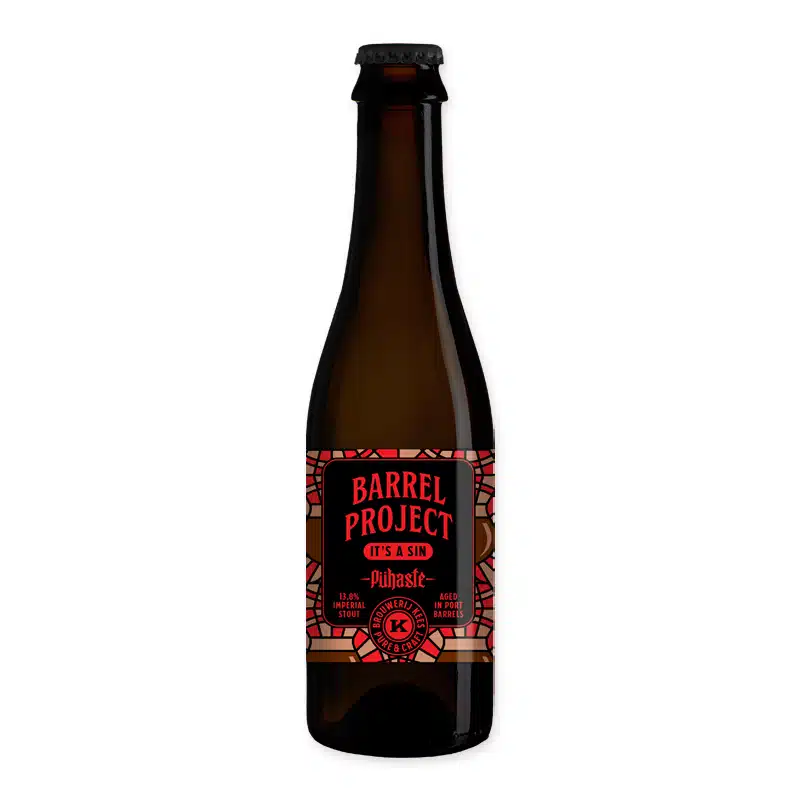 Ontdek 'It's A Sin' van Brouwerij Kees en Puhaste, een speciaalbier met rijke tonen van vanille, eikenhout en donker fruit, perfect gerijpt voor een unieke smaakervaring.