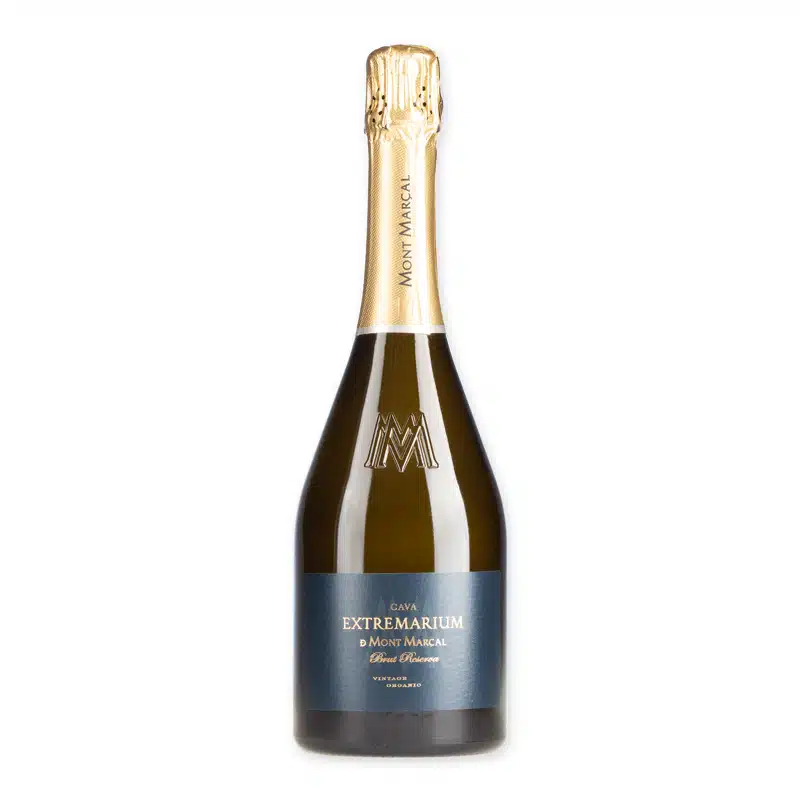 Ontdek Cava Mont Marcal Extremarium Reserva, een voortreffelijke biologische cava met frisse tonen van groene appel en citrus. Perfect voor elke toast of viering.