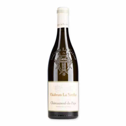 Ontdek Chateau La Nerthe Chateauneuf du Pape Blanc AOP, een prachtige witte wijn met rijke aroma's van perzik, honing en amandel. Perfect voor een luxe dinerervaring.