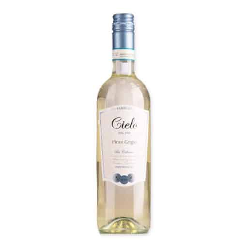 Ontdek Cielo Pinot Grigio IGT Veneto, een verfrissende Italiaanse witte wijn met tonen van groene appel en peer, perfect als aperitief of bij vis.