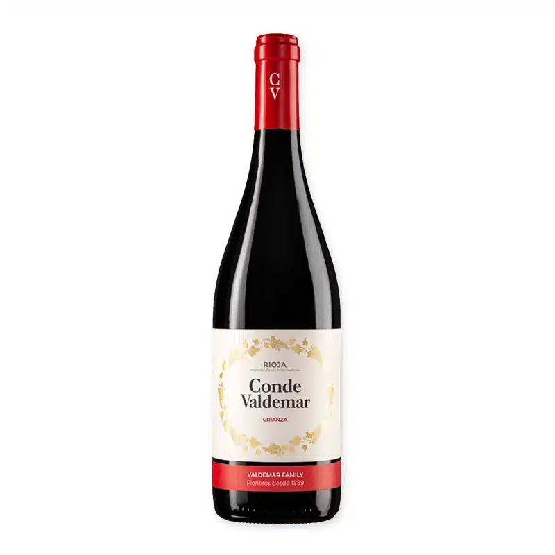 Ontdek Conde Valdemar Crianza Rioja, een uitmuntende Spaanse rode wijn met een perfecte balans tussen fruitige en kruidige tonen. Ideaal bij gegrild rood vlees of een kaasplankje.