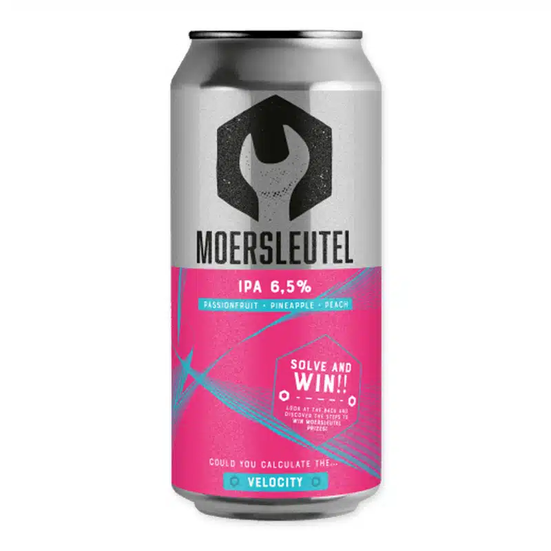 Beleef de rijke smaken van De Moersleutel Can You Calculate The Velocity IPA, een premium Nederlandse IPA vol fruitige en frisse tonen, ideaal voor elke gelegenheid.