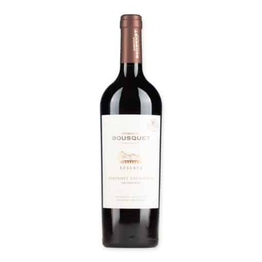 Ontdek Domaine Bousquet Cabernet Sauvignon Reserve, een uitmuntende Argentijnse rode wijn met een diepe smaak van zwarte bessen en een elegante afwerking. Ideaal voor bij rood vlees en gerijpte kazen.