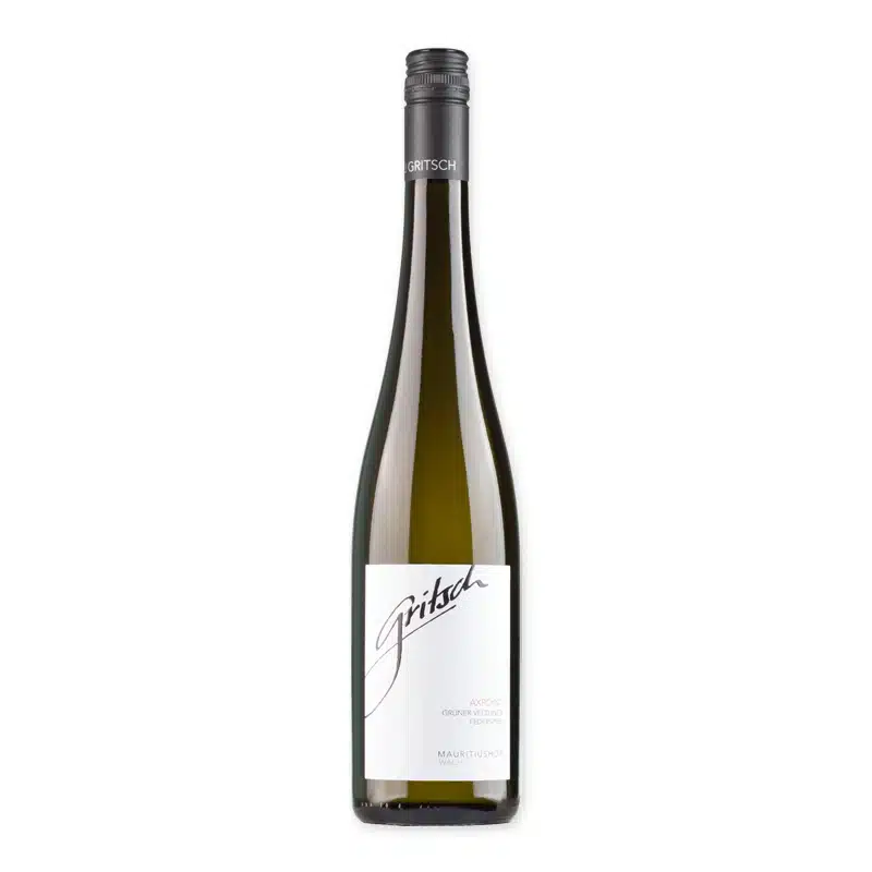 Ervaar de Gritsch Grüner Veltliner Federspiel Axpoint, een verfijnde witte wijn uit Oostenrijk met een perfecte balans tussen fruitige en kruidige tonen.