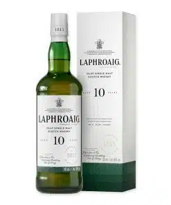 Ontdek Laphroaig 10-year-old, de uitgesproken Schotse single malt whisky met unieke rokerige tonen en een rijke geschiedenis. Ideaal voor avondgenot.