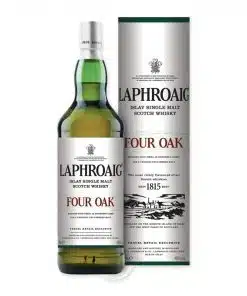 Ervaar de diepgaande smaken van Laphroaig Four Oak, een exceptionele Schotse whisky uit Islay, gerijpt in vier typen eikenhouten vaten voor een unieke smaakervaring.
