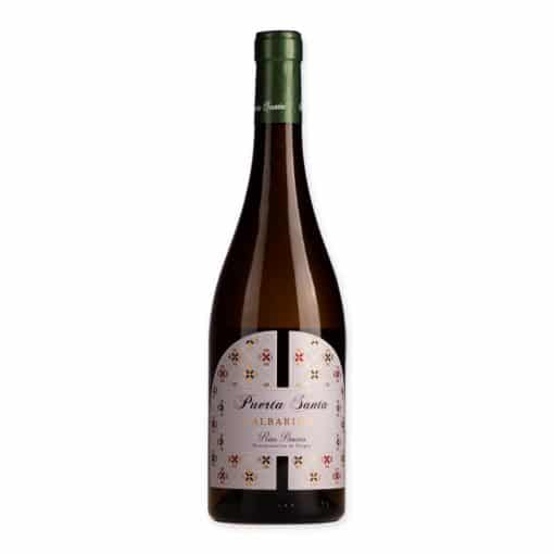 Geniet van de Puerta Santa Rias Baixas Albarino, een prachtige Spaanse witte wijn met frisse tonen van perzik en appel, ideaal voor bij zeevruchten of als verfrissend aperitief.