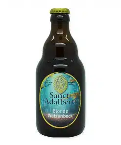 Geniet van de Sancti Adalberti Blonde Weizenbock, een ambachtelijk Nederlands bier met een rijke smaak van bananen en kruidnagel. Ideaal bij traditionele gerechten.