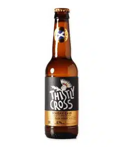Ervaar Thistly Cross Cider Whisky Cask, de unieke Schotse cider gerijpt in whiskyvaten. Perfecte balans tussen zoete appels en rokerige whiskytonen.