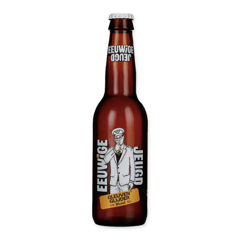 Ontdek De Eeuwige Jeugd - Gleuvenglijder Blond, een uniek blond bier met een speelse twist. Ideaal voor bij een barbecue of als verfrissend aperitief.
