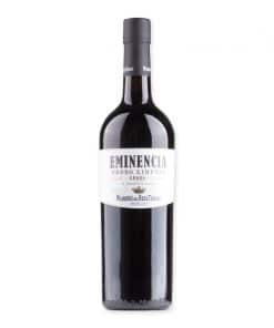 Eminencia Pedro Ximenez Sherry is intens zoet met rozijnen, vijgen en mokka. Perfect bij chocolade, notendesserts of blauwe kaas.