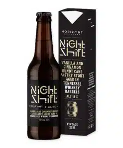Ontdek Horizont NS2023 TN Whiskey BA Pastry Stout, een uniek speciaalbier met tonen van geroosterde mout, chocolade en whiskey. Perfect voor speciale gelegenheden.