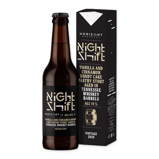 Ontdek Horizont NS2023 TN Whiskey BA Pastry Stout, een uniek speciaalbier met tonen van geroosterde mout, chocolade en whiskey. Perfect voor speciale gelegenheden.