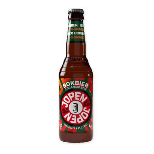 Ontdek Jopen 4-granen Bokbier met zijn robuuste schuimkraag en smaken van gebrande mout en karamel. Ideaal voor najaarsavonden en past goed bij gegrild vlees.