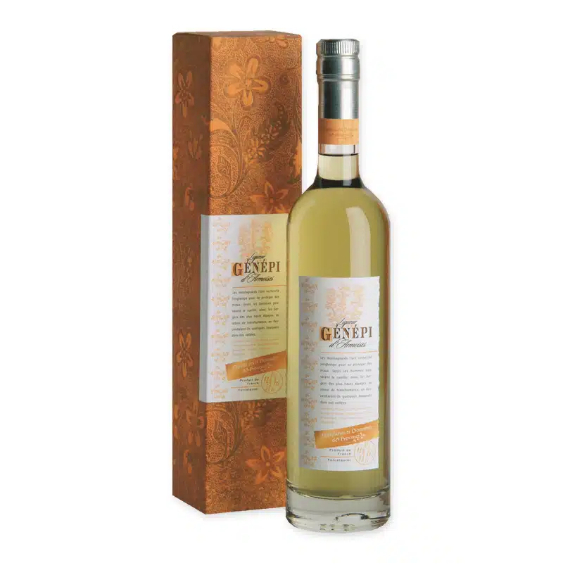 Ontdek Provence Genepi Liquer des Alpes, een traditionele likeur met een rijke blend van alpenkruiden. Ideaal voor digestief of unieke cocktails. Ervaar de smaak van de Alpen.