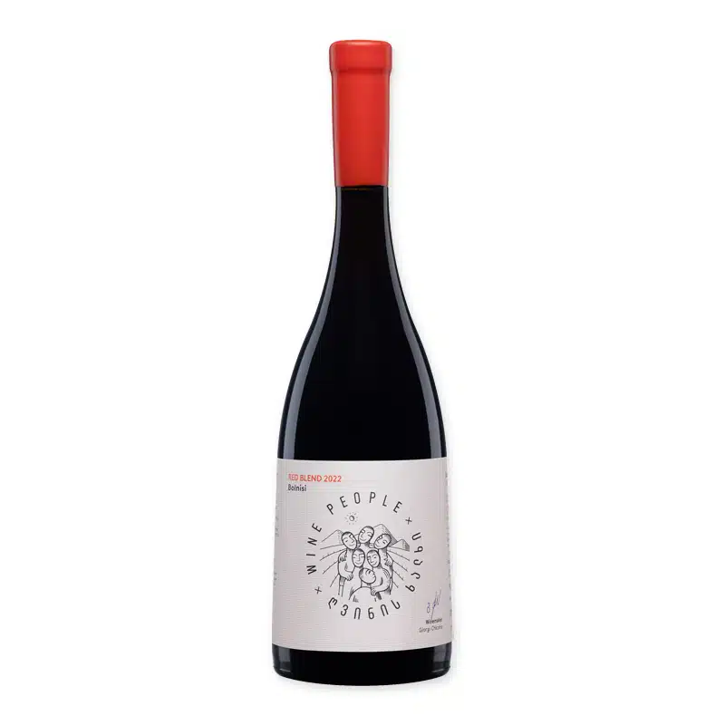 Droge rode qvevriwijn uit Bolnisi van Aladasturi, Asuretuli Shala en Saperavi. Gemaakt door Giorgi Chkonia in Ratevani.