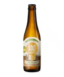 Non de Jus van 100 Watt is een originele tripel met kamille, citroenschil en ontbijtgranen. Bloemig, fris en licht kruidig.