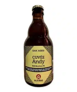 Cuvée Andy is een houtgerijpte sour IPA van 6,5% van Alvinne. Funky, hoppig en fris met lokaal geteelde hop.