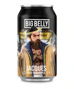 Jacques Holy Quadruple van Big Belly is een krachtig, donker bier met smaken van vijgen, karamel en kandij.