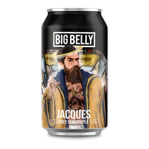 Jacques Holy Quadruple van Big Belly is een krachtig, donker bier met smaken van vijgen, karamel en kandij.