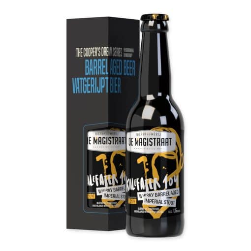 De Kalefater 104 is een imperial stout van 11,5%, gerijpt op Highland whiskyvaten. Rijk, krachtig en gelaagd.
