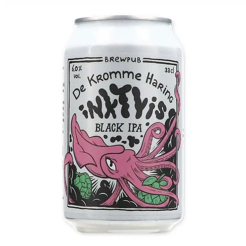 De Kromme Haring Inktvis Black IPA 33cl combineert fruitige hoparoma’s met subtiele roast. Verfrissend, doordrinkbaar en perfect in balans.