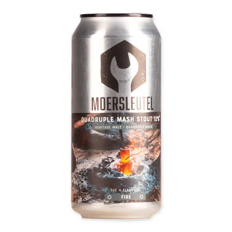 Moersleutel Fire is een krachtige stout van 12% met heritage mouten, marmelade en zwarte bes. Puur, complex en robuust.