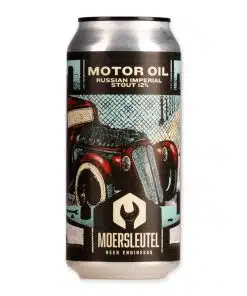 Moersleutel Motor Oil is een krachtige 12% Russian Imperial Stout met chocolade, koffie en vanille. Vlaggenschip van de brouwerij.