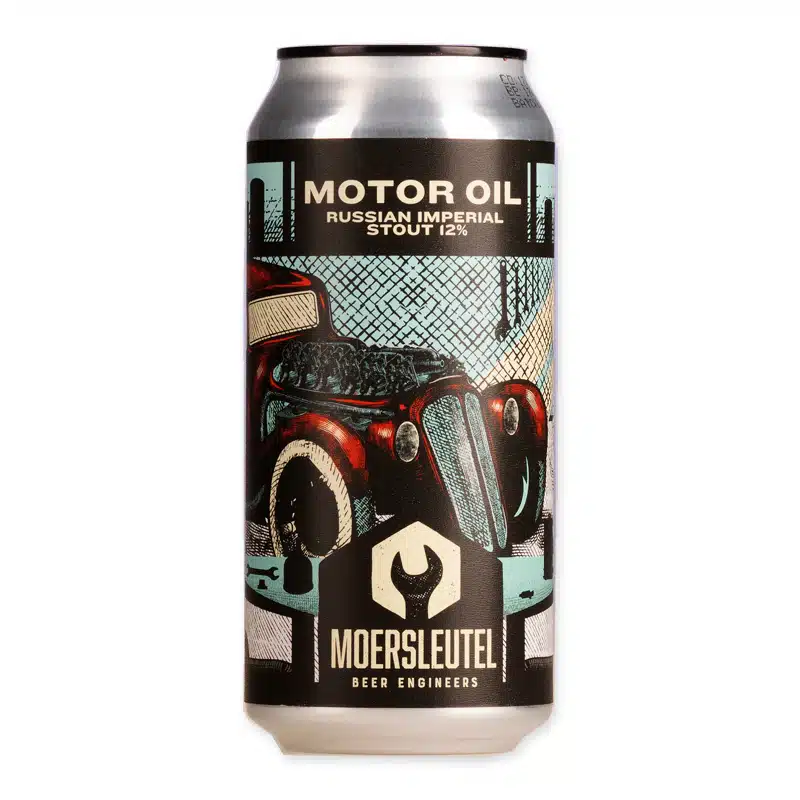 Moersleutel Motor Oil is een krachtige 12% Russian Imperial Stout met chocolade, koffie en vanille. Vlaggenschip van de brouwerij.