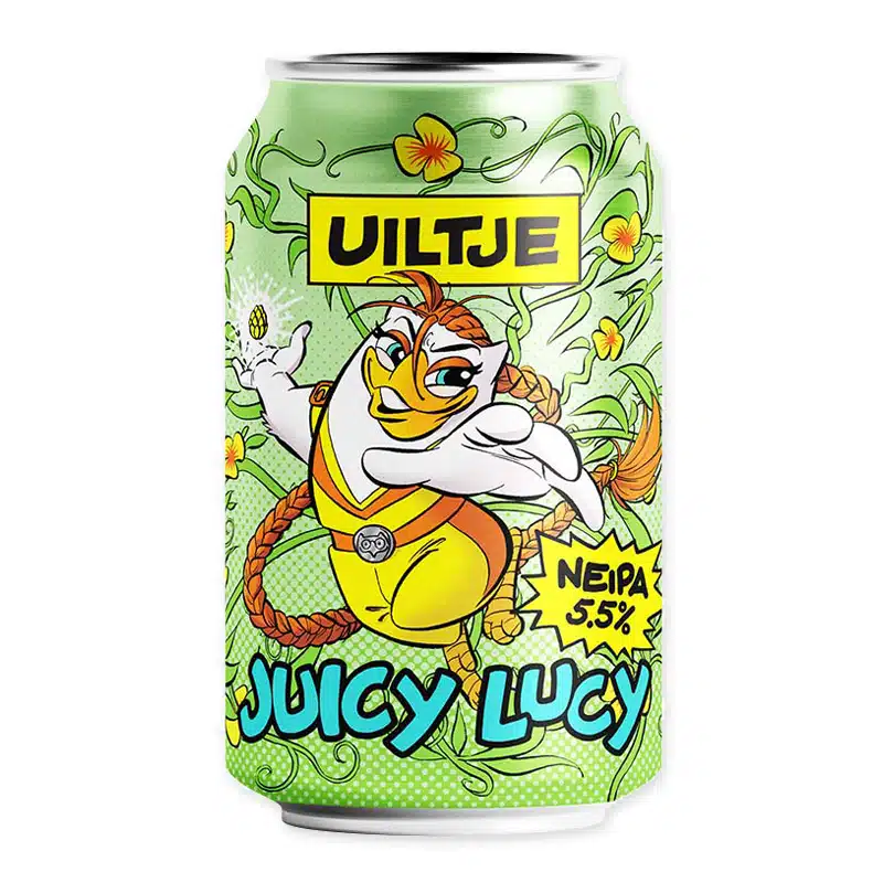 Uiltje Juicy Lucy is een NEIPA met mango, ananas en passievrucht. Hazy, fruitig en zijdezacht met 5,5% alcohol.