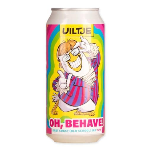 Uiltje OH BEHAVE! is een klassieke East Coast IPA met citrus, dennen en moutige balans. Helder, fris en 7,2% alcohol.