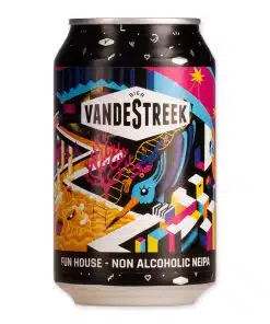 Funhouse (0,5%) is een NEIPA zonder alcohol van Vandestreek. Romig, hoppig en fruitig – met citrus en tropisch fruit.