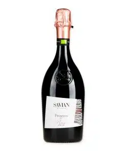 Savian Prosecco Rosato Spumante Extra Dry: frisse biologische rosé prosecco met tonen van framboos, rozen en tropisch fruit. Perfect als aperitief of bij lichte gerechten.