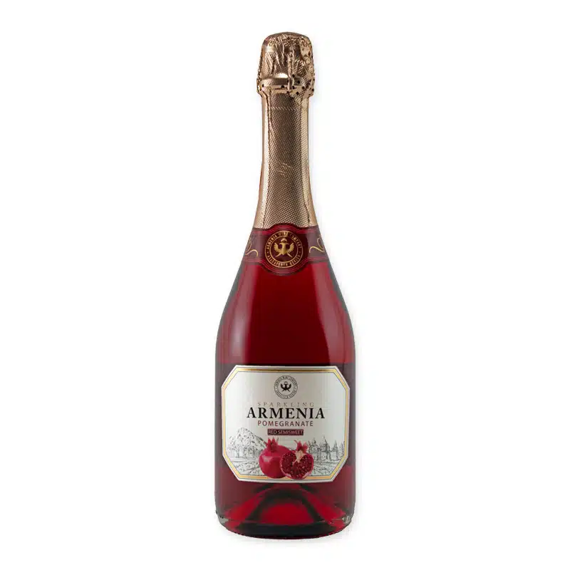 Armenia Wine Pomegranate Sparkling is een lichte, mousserende fruitwijn uit Armenië met tonen van granaatappel en rood fruit. Fris, feestelijk en elegant.