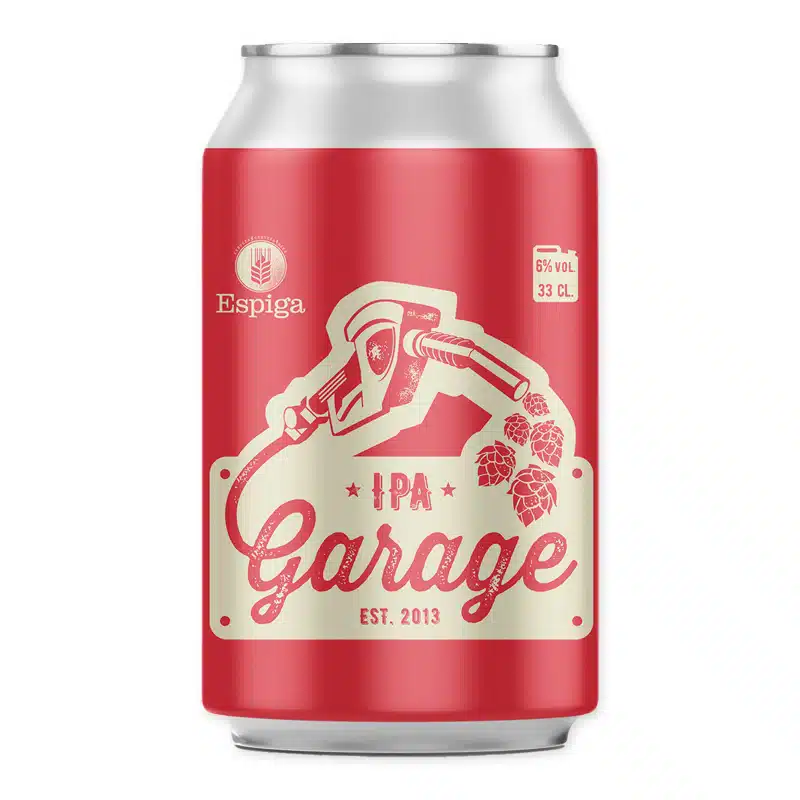 Cervesa Espiga Garage IPA (6%) is een glutenvrije Spaanse IPA met citrus- en dennenaroma’s, specerige toets en uitgesproken bitterheid.