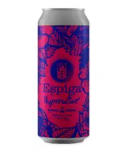 Cervesa Espiga Hyperactive is een Triple Dry Hopped IPA (7,5%) met frisse citrus- en tropische hoptonen, bleek gouden kleur en romige schuimkraag.