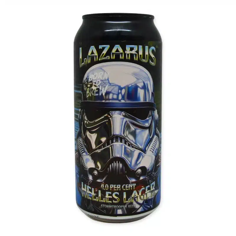 Original Stormtrooper Beer Lazarus is een frisse Helles lager (4%) met subtiele mouttonen, lichte hop en een droge, verkwikkende afdronk.